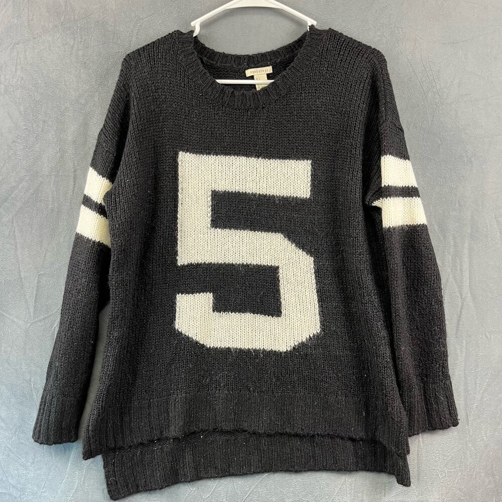 Forever 21 Knit Sweater Number 5 Sport Rugby Preppy Women's Large